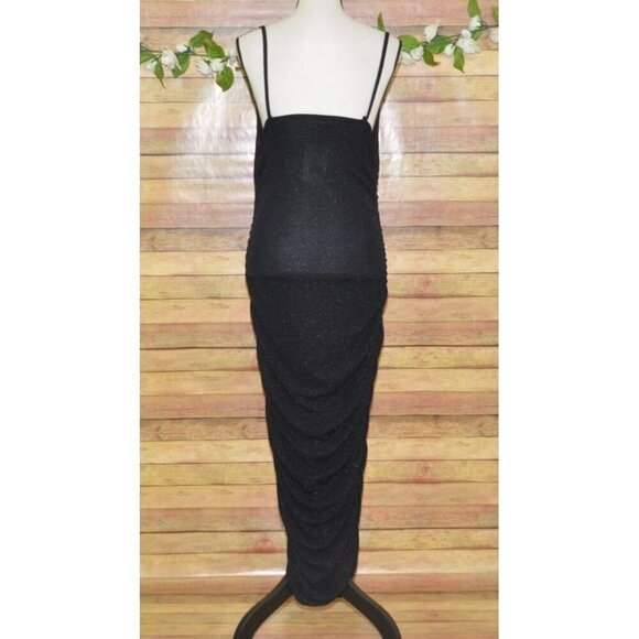 Forever Rose Couture NWT Black Sparkle Sexy Bodycon Dress Size XL Midi Sleeveles - Picture 5 of 10
